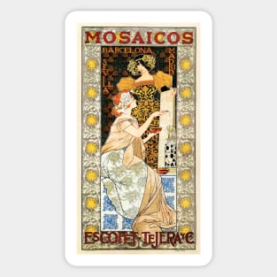 MOSAICOS Tiles Barcelona Spain 1900 by Alexandre de Riquer Vintage Art Nouveau Poster Sticker